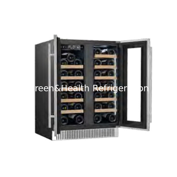 Certificado ETL 110V/60Hz Refrigerador de vino de doble puerta de cristal con refrigerante R600