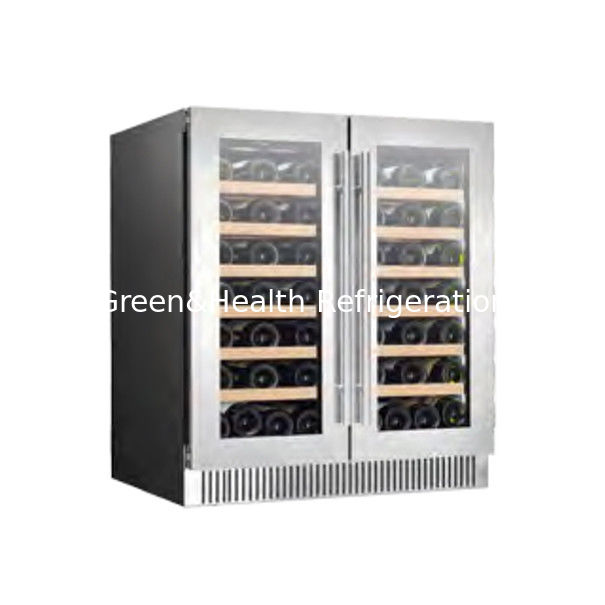 Certificado ETL 110V/60Hz Refrigerador de vino de doble puerta de cristal con refrigerante R600