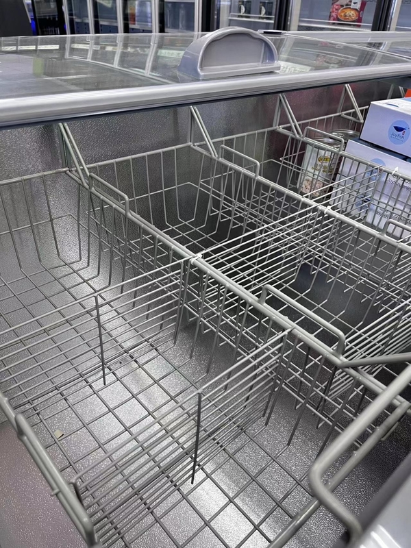 Color blanco refrigerador comercial congelador de caja con puerta lateral para el supermercado