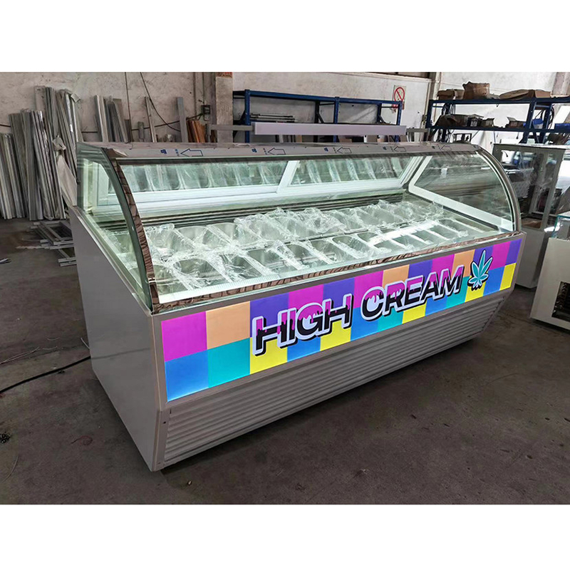 Escaparate verde del congelador del helado de la cacerola de la salud 12 para el CE Rohs de la tienda del bocado