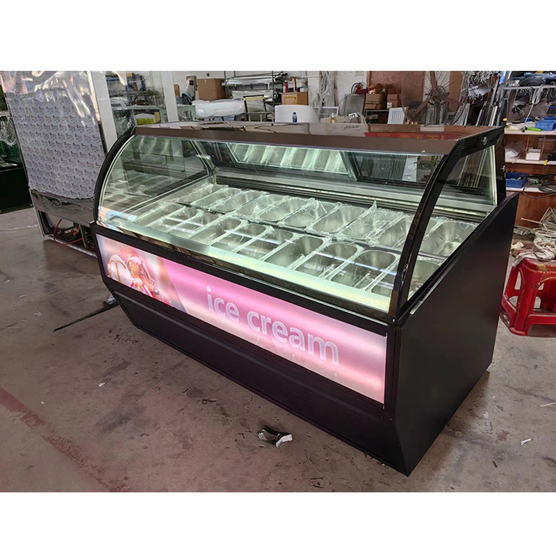 Escaparate verde del congelador del helado de la cacerola de la salud 12 para el CE Rohs de la tienda del bocado