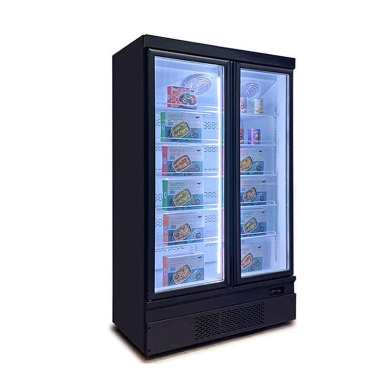 Espacio de ahorro de vidrio de la puerta del escaparate congelador para el mercado comercial de alimentos congelados