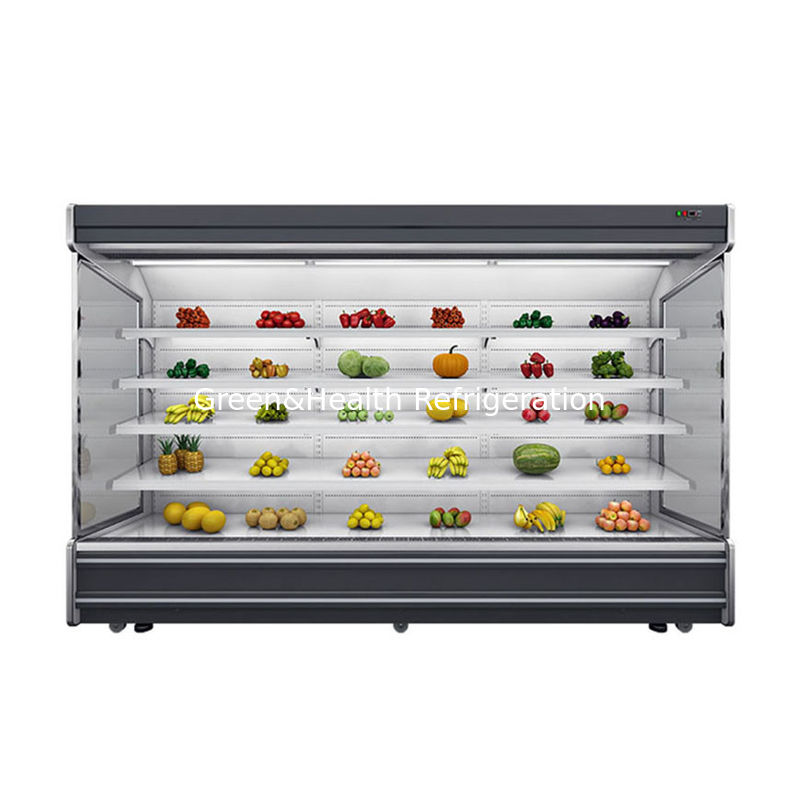 Refrigerador abierto comercial de pisos múltiples con 4 estanterías 5 espacios de visualización Iluminación LED y refrigerante R22