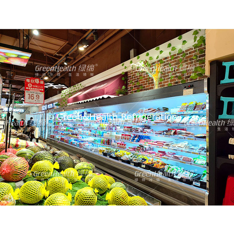Refrigerador abierto comercial de pisos múltiples con 4 estanterías 5 espacios de visualización Iluminación LED y refrigerante R22