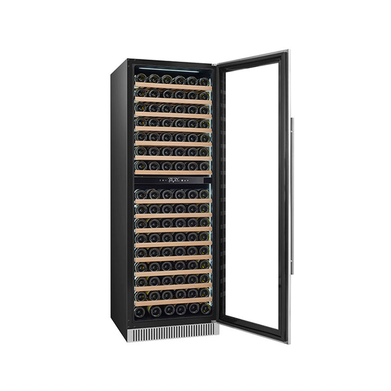 185 Botellas Display de vino Refrigerador de doble zona Puerta de vidrio eléctrica modelo LD-185D