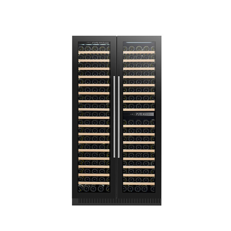 185 Botellas Display de vino Refrigerador de doble zona Puerta de vidrio eléctrica modelo LD-185D