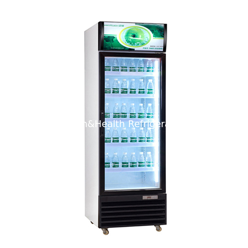 Refrigerador de bebidas de vidrio de supermercado de puerta única con refrigeración directa por aire