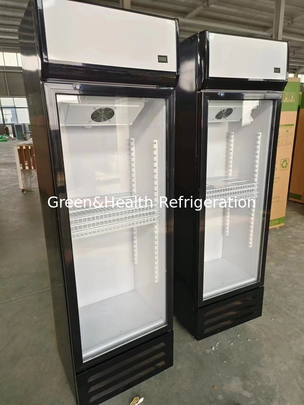 Refrigerador de bebidas de vidrio de supermercado de puerta única con refrigeración directa por aire