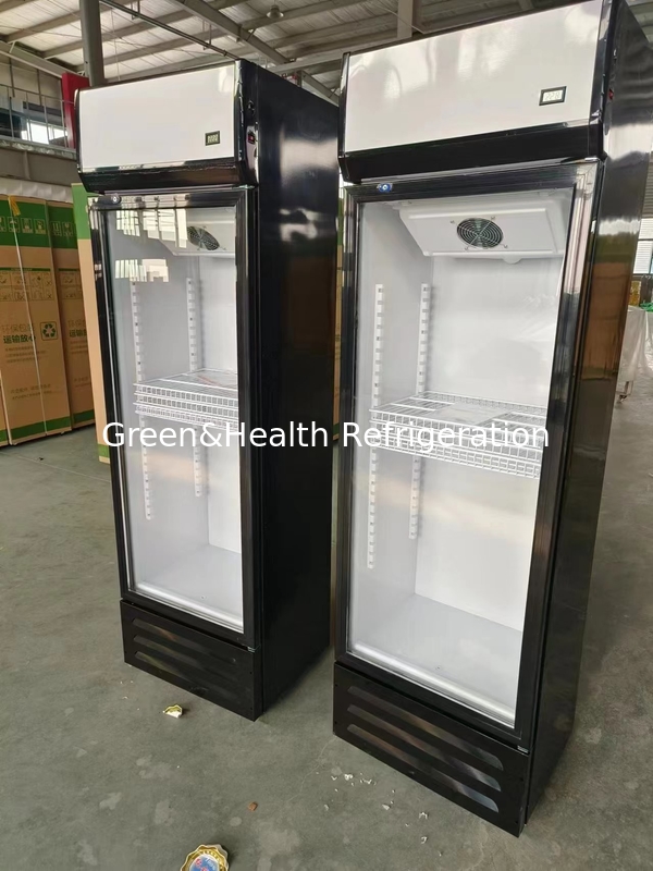 Refrigerador de bebidas de vidrio de supermercado de puerta única con refrigeración directa por aire