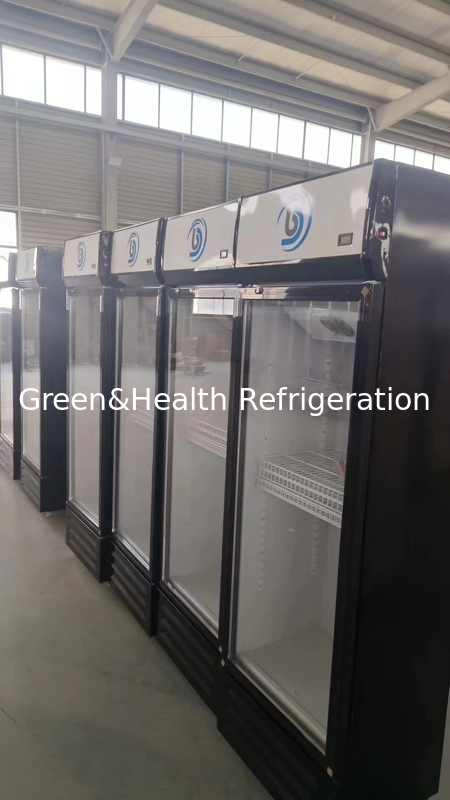 Refrigerador de bebidas de vidrio de supermercado de puerta única con refrigeración directa por aire