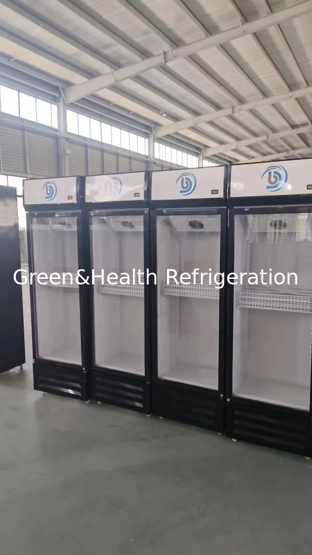 Refrigerador de bebidas de vidrio de supermercado de puerta única con refrigeración directa por aire
