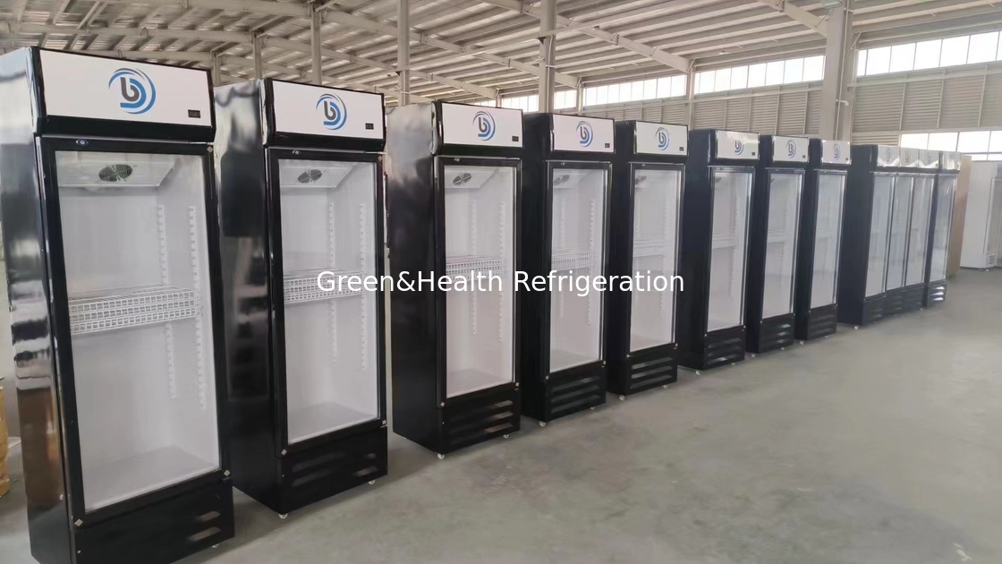 Refrigerador de bebidas de vidrio de supermercado de puerta única con refrigeración directa por aire