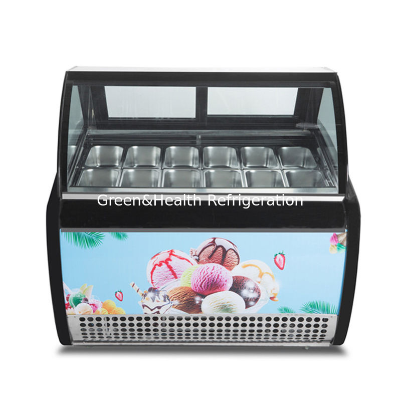 Congelador expositor de helados de encimera con compresor Danfoss de vidrio antivaho y refrigeración por aire dinámica