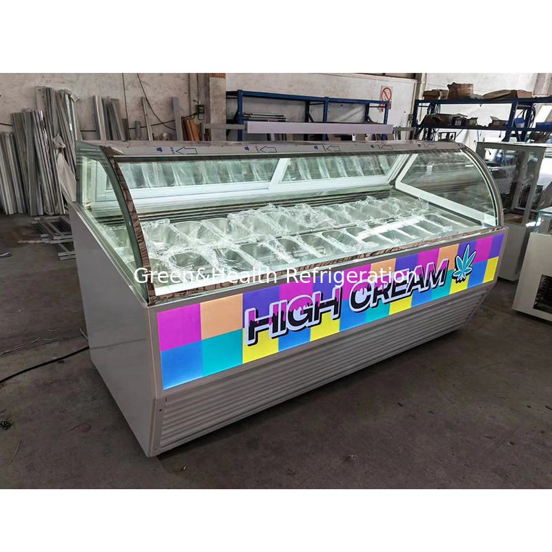 Congelador expositor de helados de encimera con compresor Danfoss de vidrio antivaho y refrigeración por aire dinámica