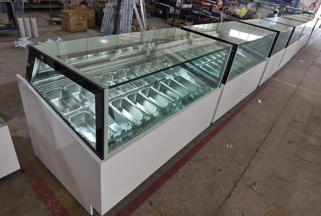 Congelador de exhibición de helados de temperatura ultra baja con caja de luz personalizada o base de mármol