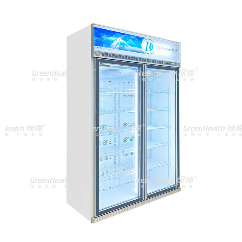 Frigorífico comercial vertical de dos puertas con ventilador de refrigeración y LED