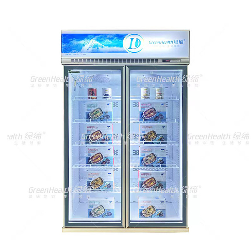 Frigorífico comercial vertical de dos puertas con ventilador de refrigeración y LED