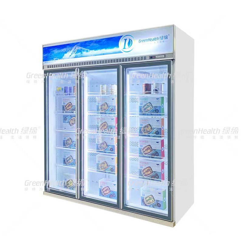 Frigorífico comercial vertical de dos puertas con ventilador de refrigeración y LED