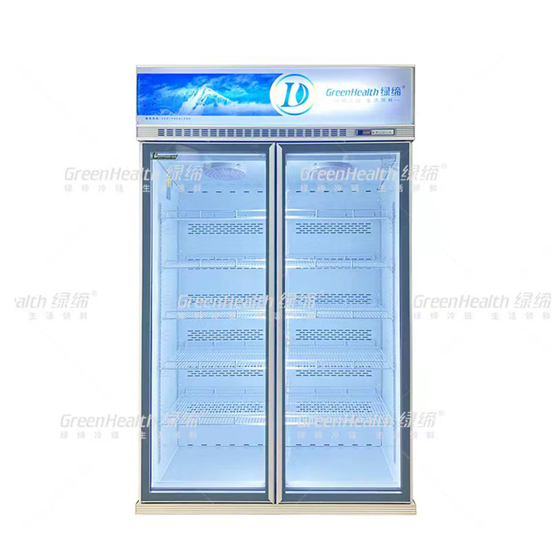 Frigorífico comercial vertical de dos puertas con ventilador de refrigeración y LED