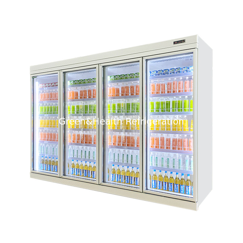 Proyectos de supermercados de alta eficiencia que proporcionan bebidas Display de puerta de vidrio refrigerador congelador