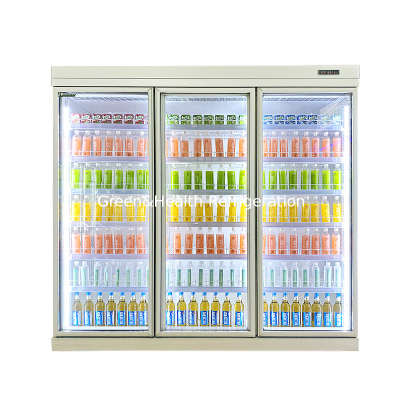 Proyectos de supermercados de alta eficiencia que proporcionan bebidas Display de puerta de vidrio refrigerador congelador