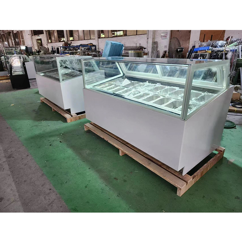 Congelador de exhibición de helados de temperatura ultra baja con caja de luz personalizada o base de mármol