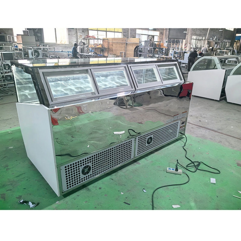 Congelador de exhibición de helados de temperatura ultra baja con caja de luz personalizada o base de mármol