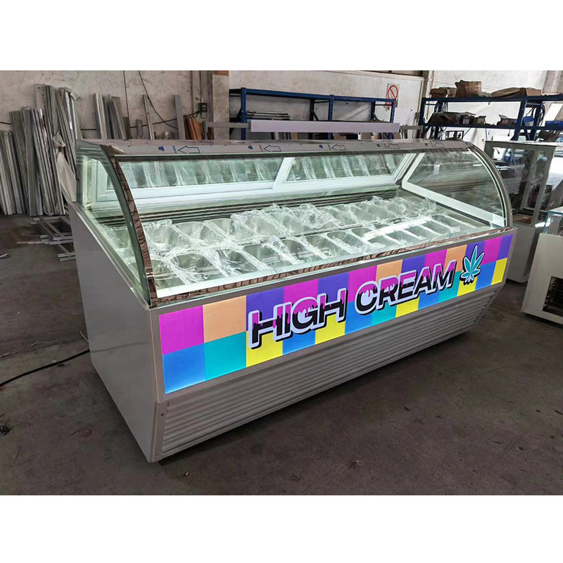 Congelador de exhibición de helados de temperatura ultra baja con caja de luz personalizada o base de mármol