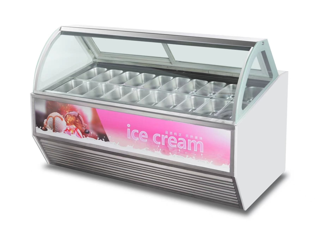 Congelador de exhibición de helados de temperatura ultra baja con caja de luz personalizada o base de mármol