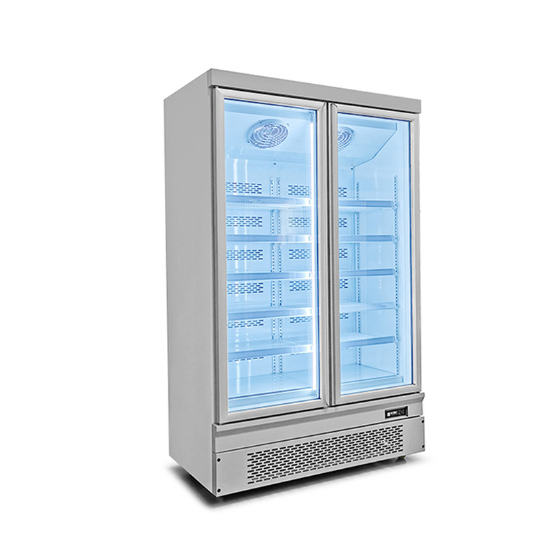 Eficiencia energética 1 2 3 congelador de puerta de vidrio con puerta trasera automática rápida