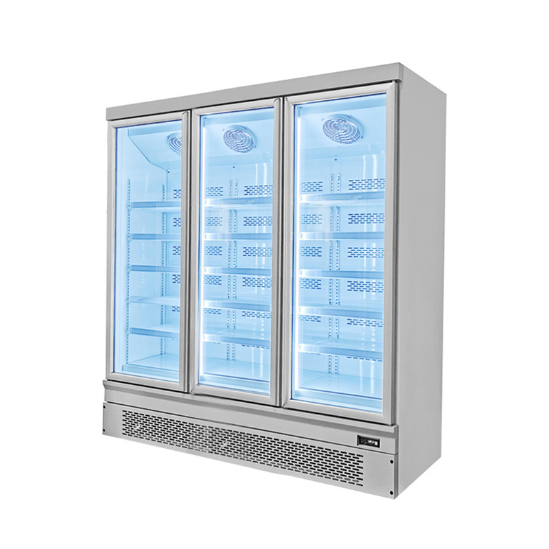 Eficiencia energética 1 2 3 congelador de puerta de vidrio con puerta trasera automática rápida