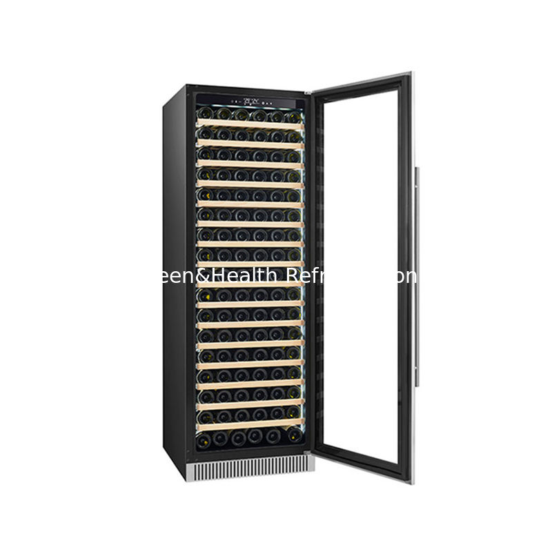 Certificado ETL 60 botella de doble zona refrigerador de vino eléctrico con estanterías de madera en negro