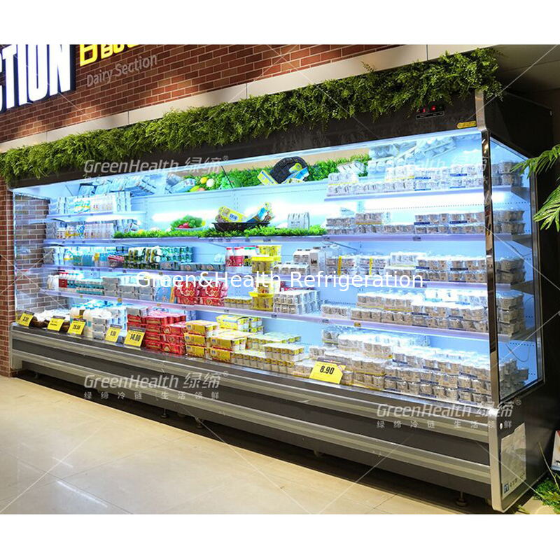 Display vegetal de tipo enchufable Refrigerador Display Multideck Refrigerador comercial de caja abierta