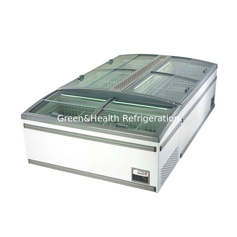 Color blanco refrigerador comercial congelador de caja con puerta lateral para el supermercado