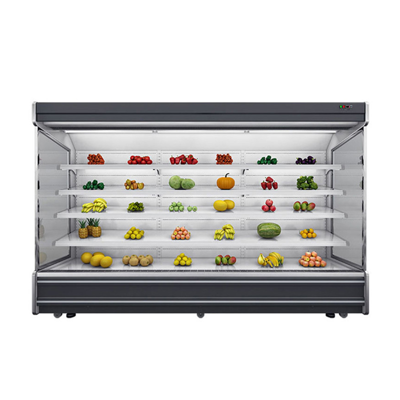 Refrigerador de pantalla abierta con 4 estanterías y 5 espacios de pantalla a 2-8.C