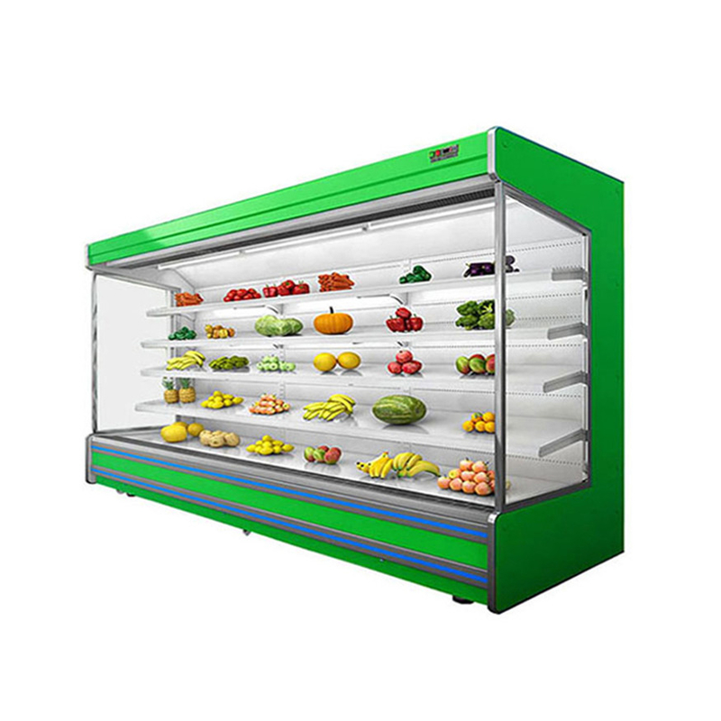 Refrigerador de pantalla abierta con 4 estanterías y 5 espacios de pantalla a 2-8.C