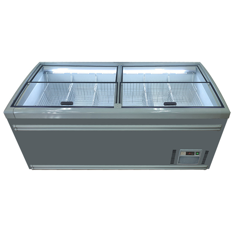 Supermercado Blanco / Gris Isla congelador con descongelamiento automático para la tienda de comestibles