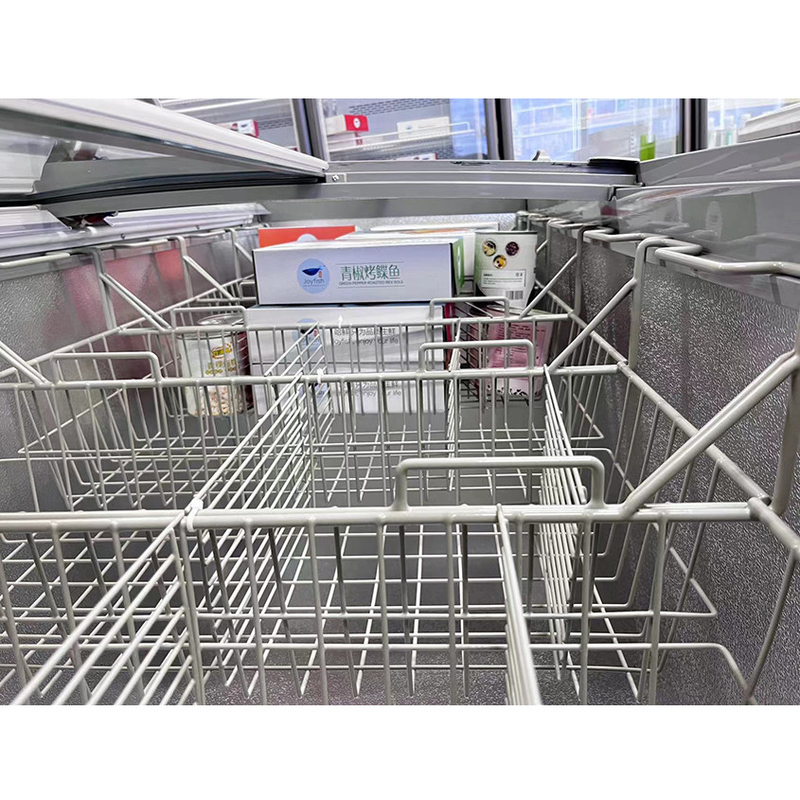 Supermercado Blanco / Gris Isla congelador con descongelamiento automático para la tienda de comestibles