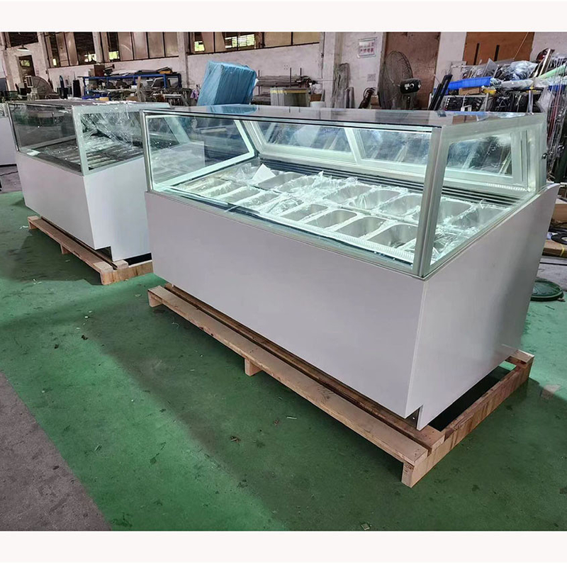 Vitrina de helados sin heladas con vidrio anti niebla y controlador digital -18 ~ 22.C