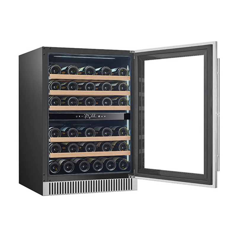 Refrigerador de vino eléctrico de 60 botellas de doble zona para almacenamiento y conservación de vino
