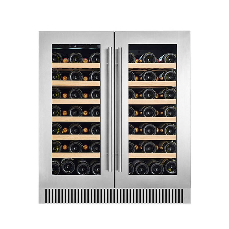Refrigerador de vino eléctrico de 60 botellas de doble zona para almacenamiento y conservación de vino