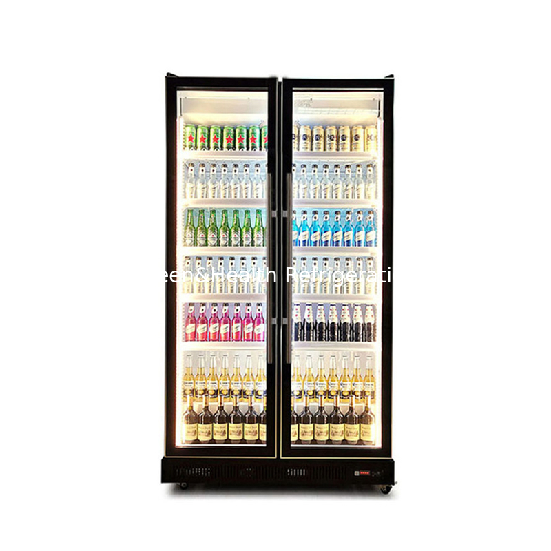 Puerta giratoria Bebidas alcohólicas Display Freezer con refrigerante R290 y vidrio E bajo
