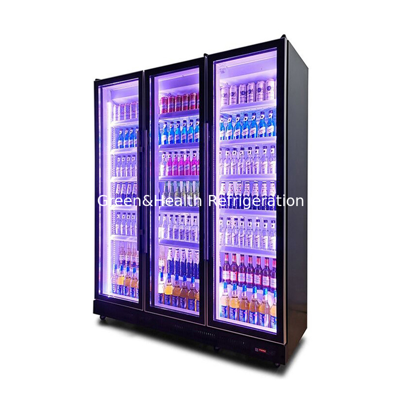 Puerta giratoria Bebidas alcohólicas Display Freezer con refrigerante R290 y vidrio E bajo