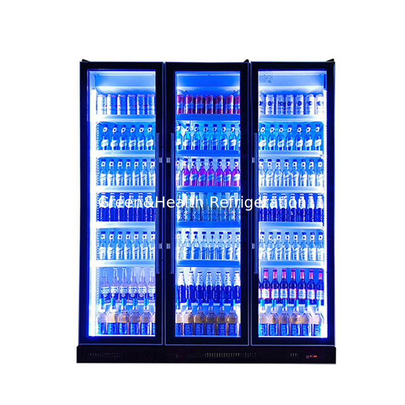 Puerta giratoria Bebidas alcohólicas Display Freezer con refrigerante R290 y vidrio E bajo