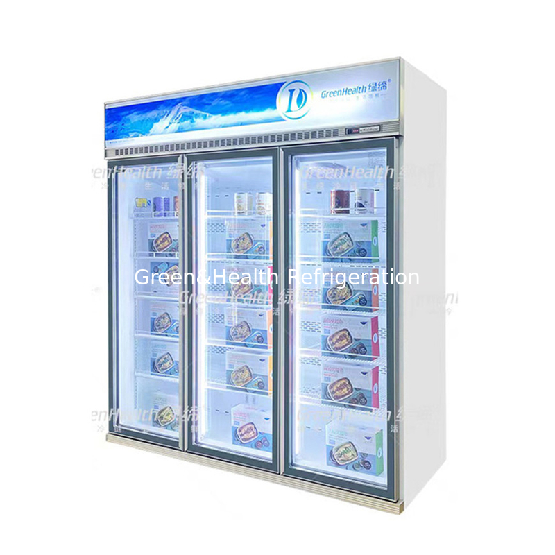 El escaparate de cristal de la bebida de la puerta del mueble 2 con el fusible de la calefacción descongela el escaparate vertical de la exhibición del congelador del sistema