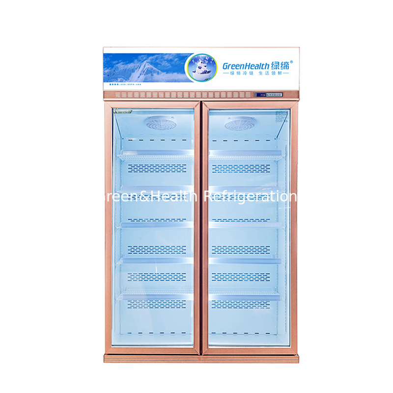 El escaparate de cristal de la bebida de la puerta del mueble 2 con el fusible de la calefacción descongela el escaparate vertical de la exhibición del congelador del sistema