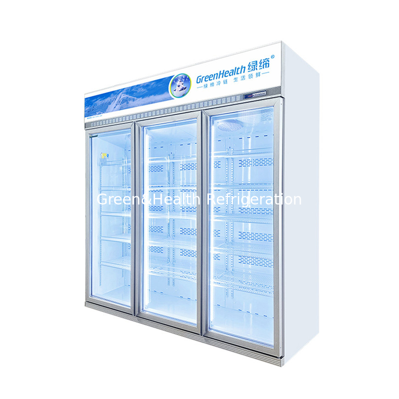 El escaparate de cristal de la bebida de la puerta del mueble 2 con el fusible de la calefacción descongela el escaparate vertical de la exhibición del congelador del sistema