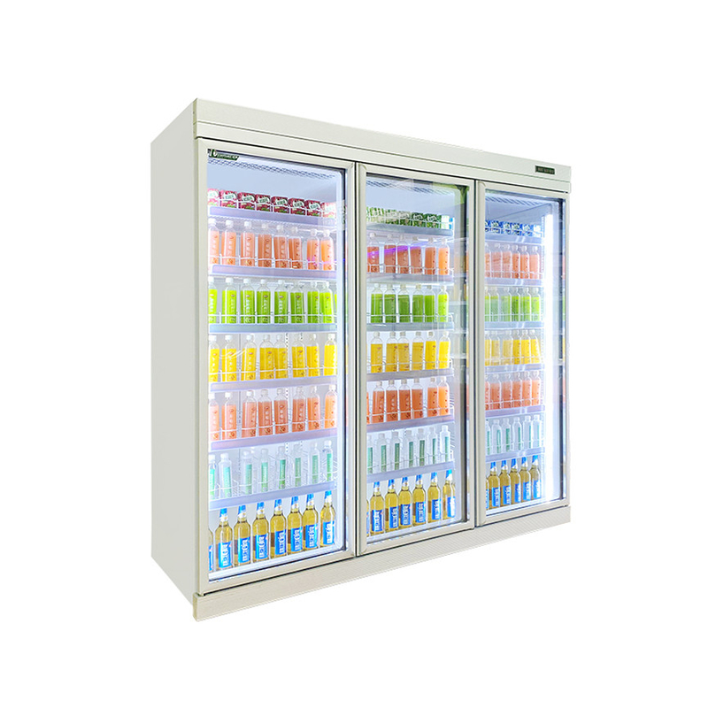 Refrigerador de bebidas de puerta de vidrio de estante ajustable de 5 capas con compresor Panasonic R22