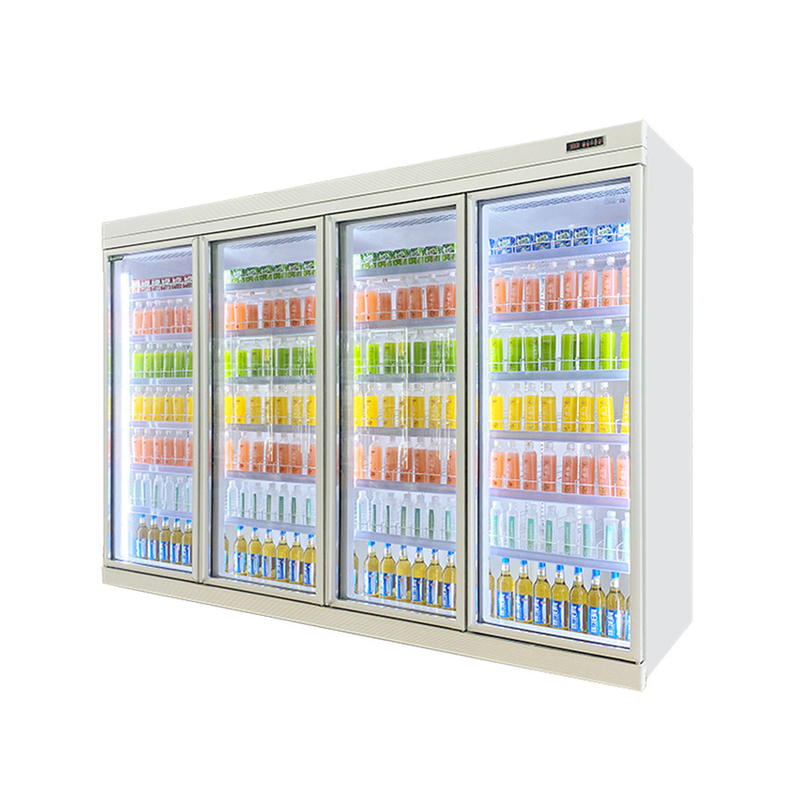 Refrigerador de bebidas de puerta de vidrio de estante ajustable de 5 capas con compresor Panasonic R22