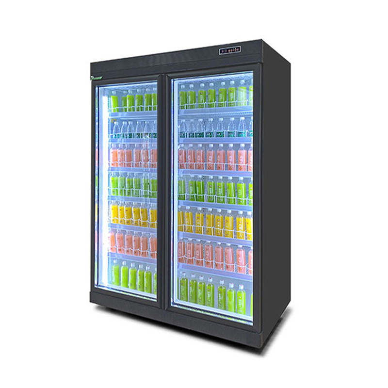 Refrigerador de bebidas de puerta de vidrio de estante ajustable de 5 capas con compresor Panasonic R22